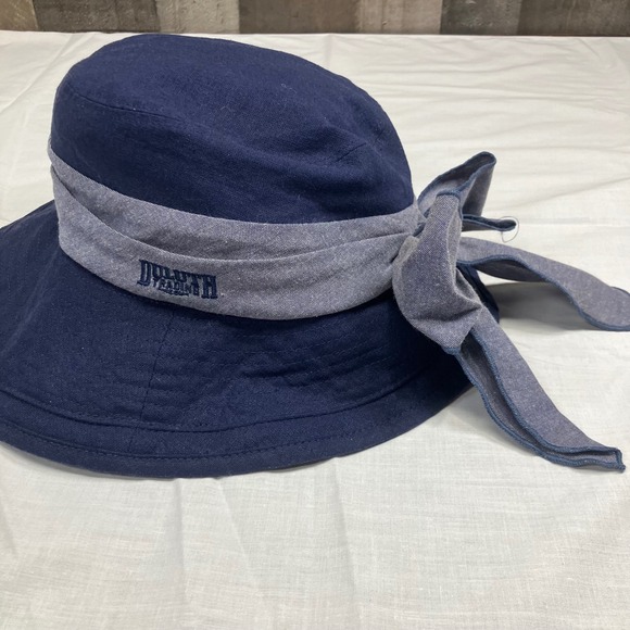 Duluth Trading Company Women Blue Wide Brim Sun Rootstock Bucket Hat Bow S M EUC - Picture 3 of 8